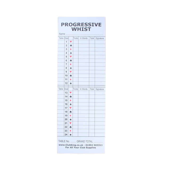 Whist Scorecards - 500 per Pack